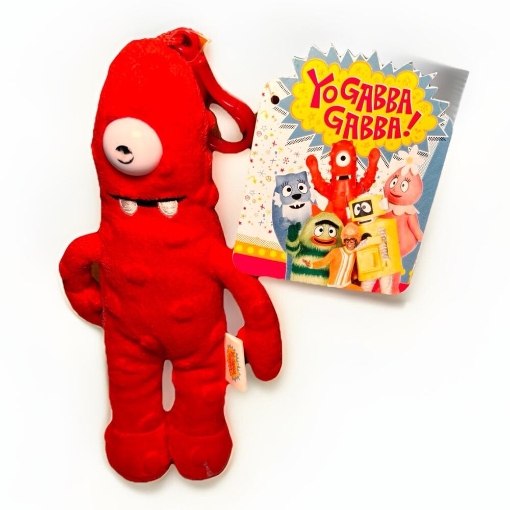 Yo Gabba Gabba Muno Plush Zipper Keychain Coin Pouch Red Character NWT